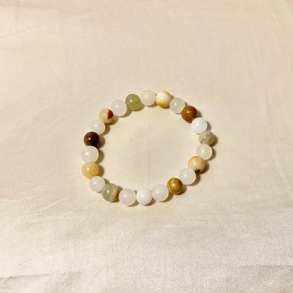 New: 8mm Handmade Afghan Jade Natural Crystal Bead Bracelet - Picture 1 of 2
